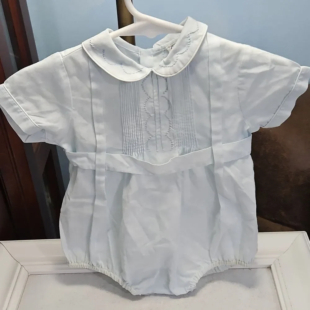 Carriage Boutique Light Blue Baby Romper Size 9 Months